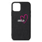 Personalised Font With Heart Black Pebble Leather iPhone 11 Pro Case