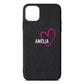 Personalised Font With Heart Black Pebble Leather iPhone 11 Pro Max Case
