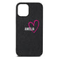 Personalised Font With Heart Black Pebble Leather iPhone 12 Mini Case