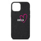 Personalised Font With Heart Black Pebble Leather iPhone 13 Mini Case