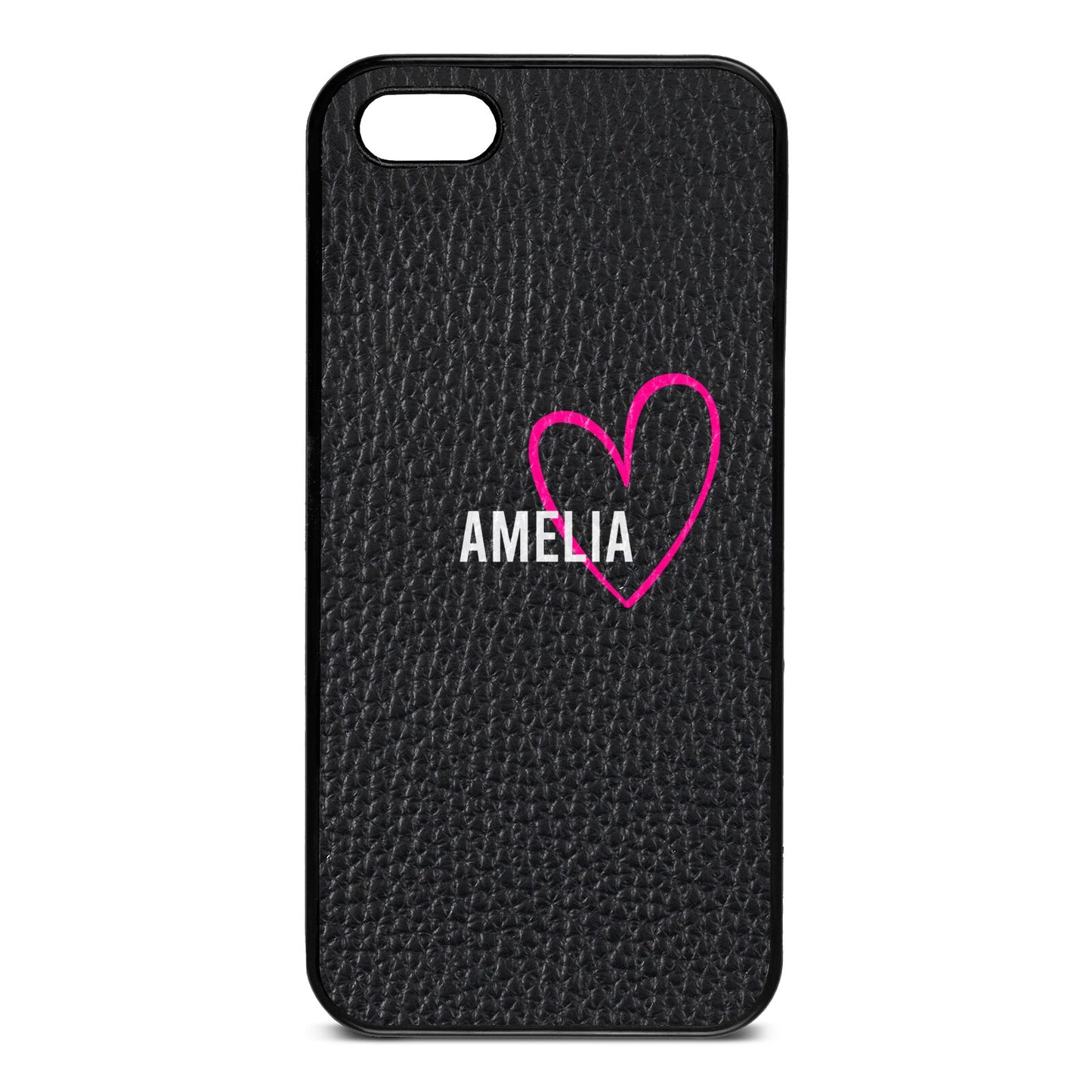 Personalised Font With Heart Black Pebble Leather iPhone 5 Case