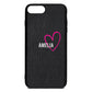 Personalised Font With Heart Black Pebble Leather iPhone 8 Plus Case