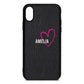 Personalised Font With Heart Black Pebble Leather iPhone Xs Case