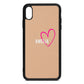Personalised Font With Heart Nude Pebble Leather iPhone Xs Max Case