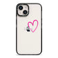 Personalised Font With Heart iPhone 14 Black Impact Case on Silver phone
