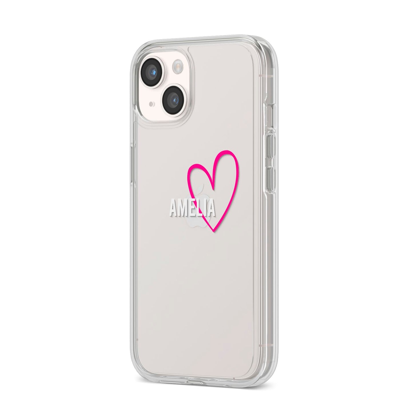 Personalised Font With Heart iPhone 14 Clear Tough Case Starlight Angled Image