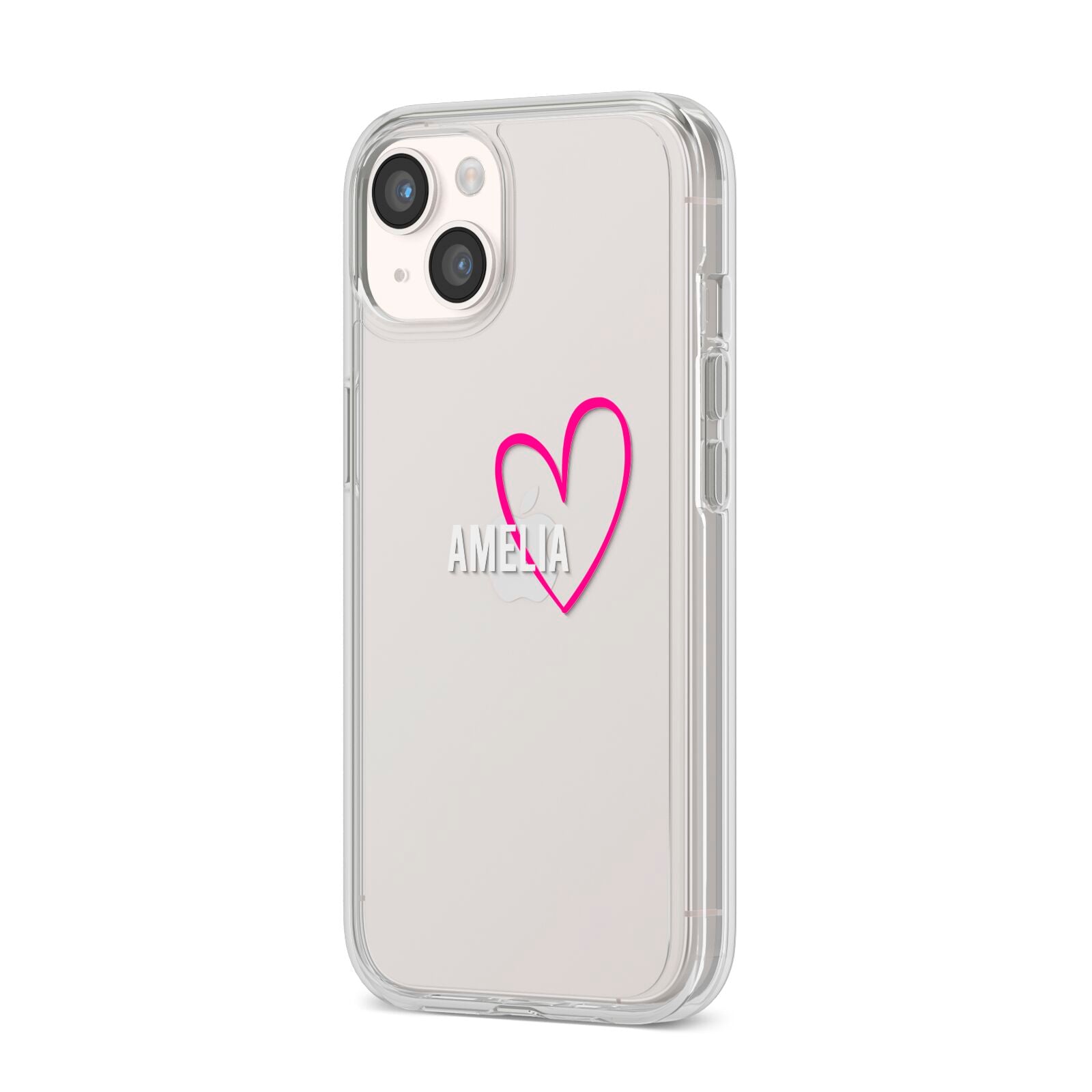 Personalised Font With Heart iPhone 14 Clear Tough Case Starlight Angled Image