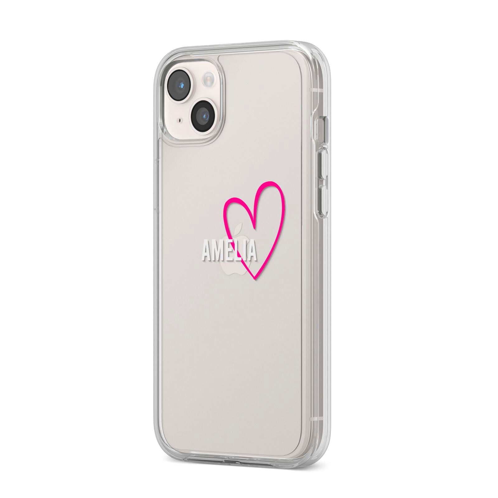 Personalised Font With Heart iPhone 14 Plus Clear Tough Case Starlight Angled Image