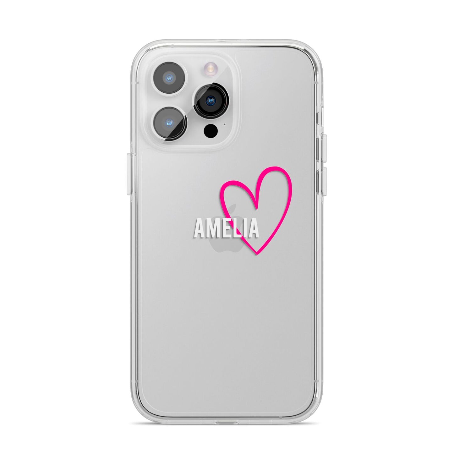 Personalised Font With Heart iPhone 14 Pro Max Clear Tough Case Silver