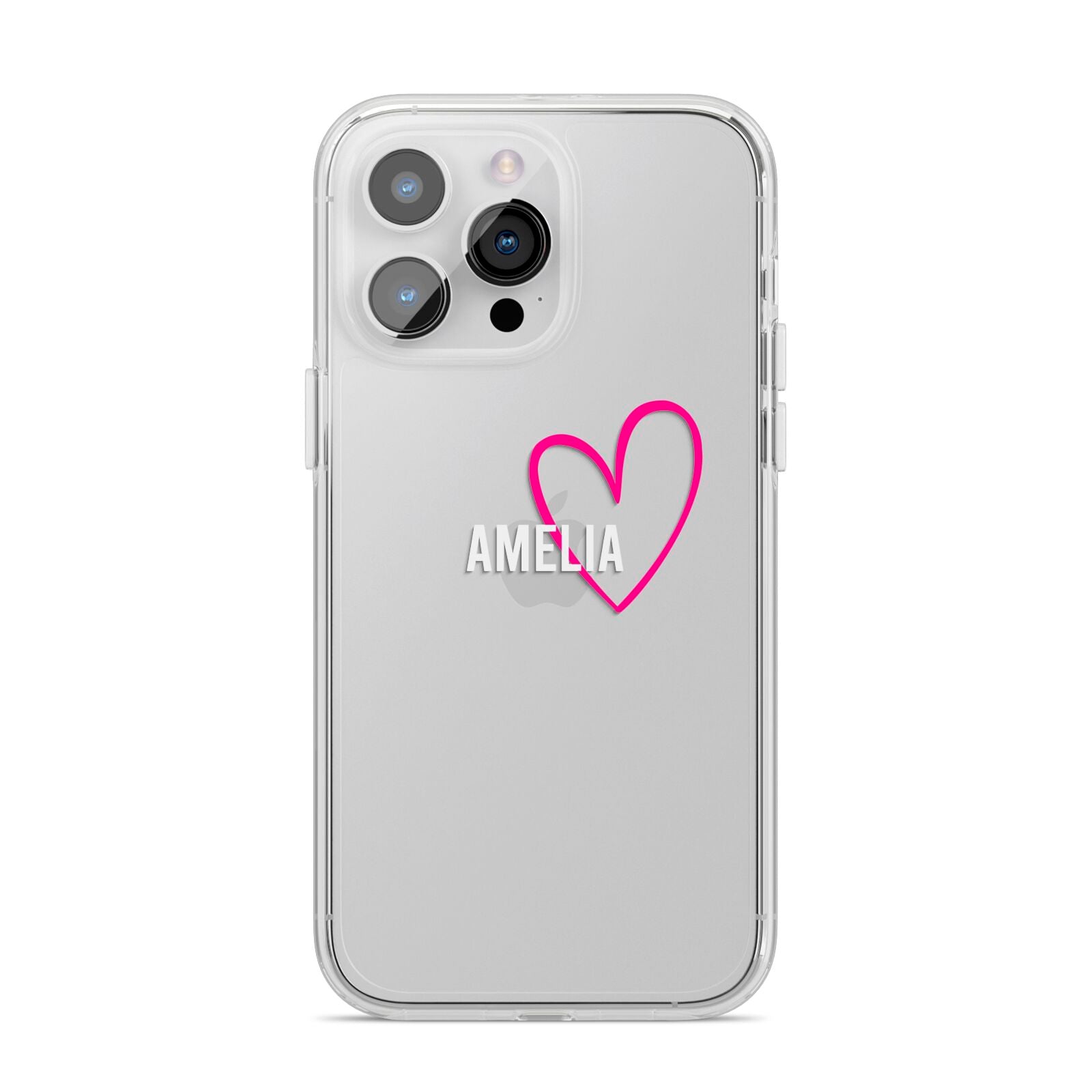 Personalised Font With Heart iPhone 14 Pro Max Clear Tough Case Silver