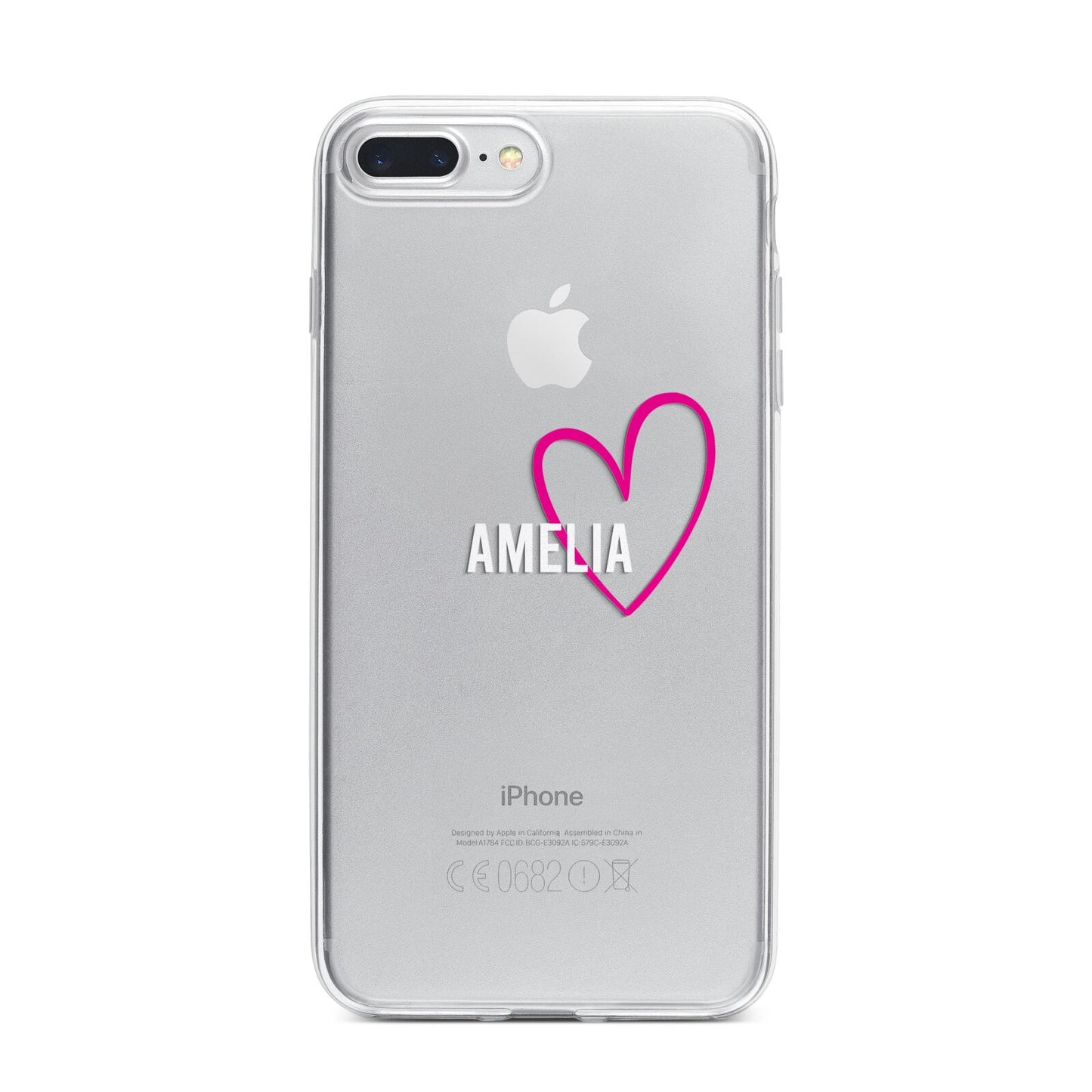 Personalised Font With Heart iPhone 7 Plus Bumper Case on Silver iPhone