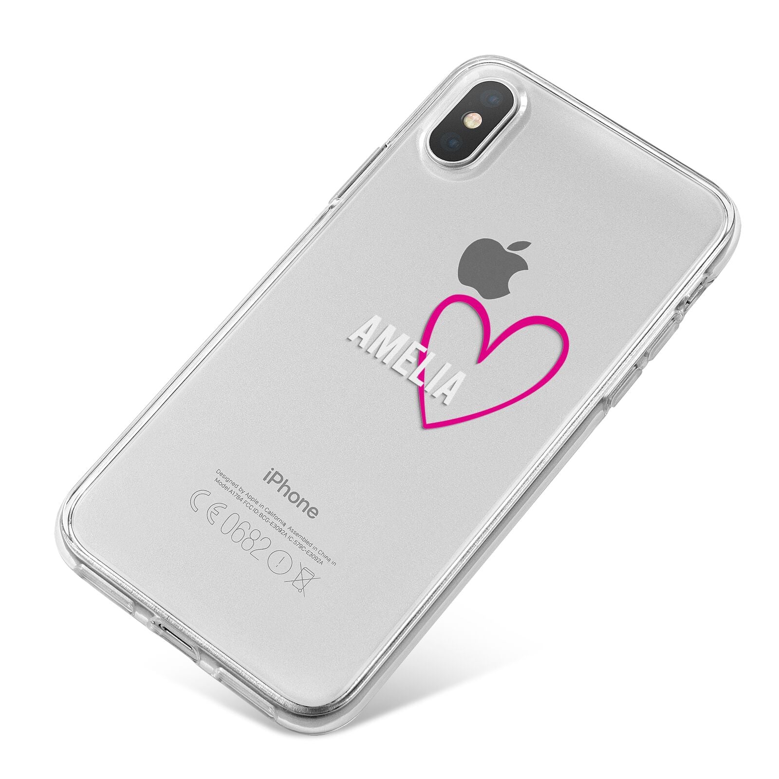 Personalised Font With Heart iPhone X Bumper Case on Silver iPhone