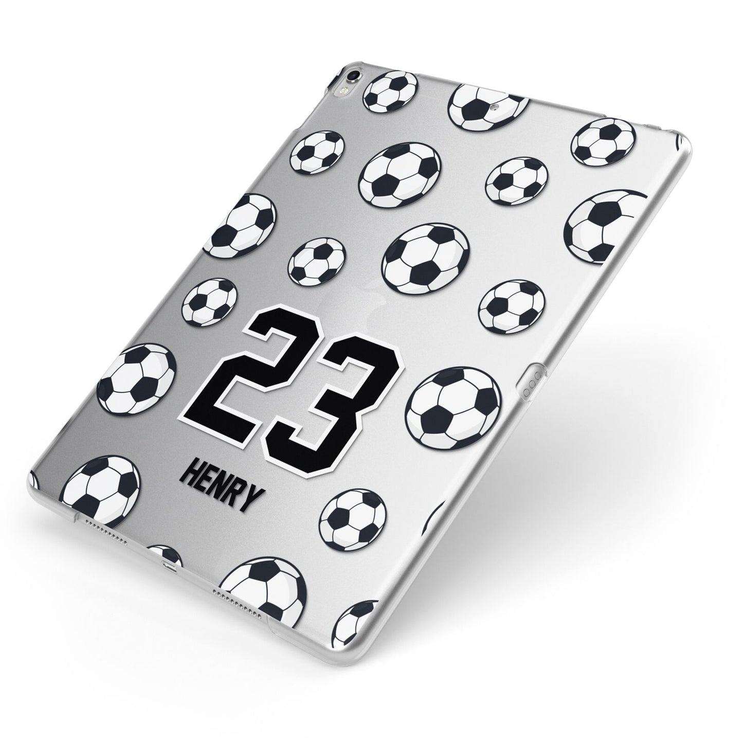 Personalised Football Apple iPad Case on Silver iPad Side View