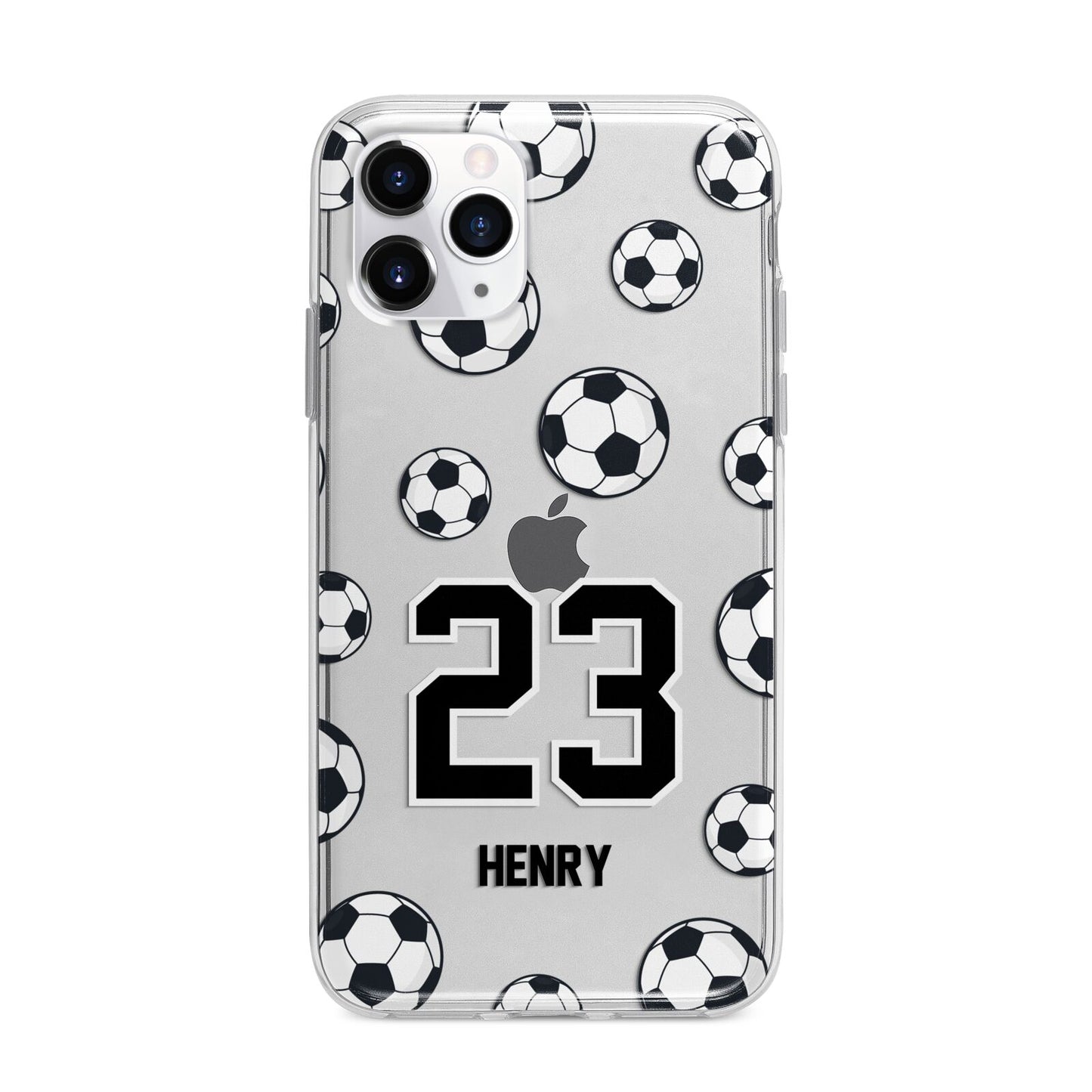 Personalised Football Apple iPhone 11 Pro Max in Silver with Bumper Case