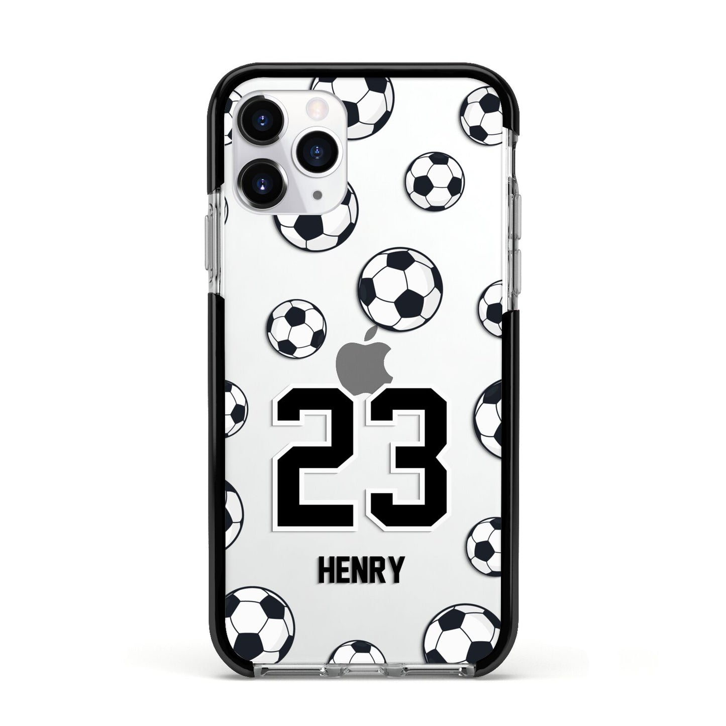 Personalised Football Apple iPhone 11 Pro in Silver with Black Impact Case