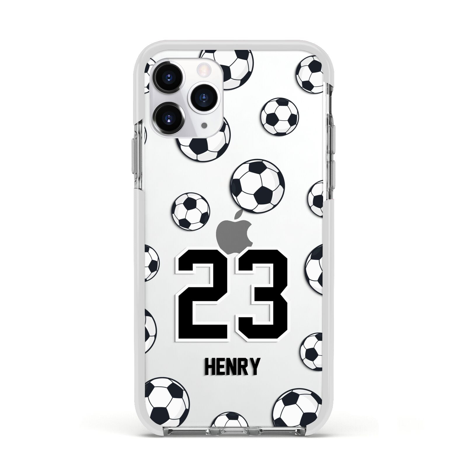 Personalised Football Apple iPhone 11 Pro in Silver with White Impact Case