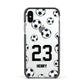 Personalised Football Apple iPhone Xs Impact Case Black Edge on Silver Phone