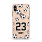Personalised Football Apple iPhone Xs Impact Case Pink Edge on Gold Phone