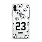 Personalised Football Apple iPhone Xs Impact Case White Edge on Silver Phone