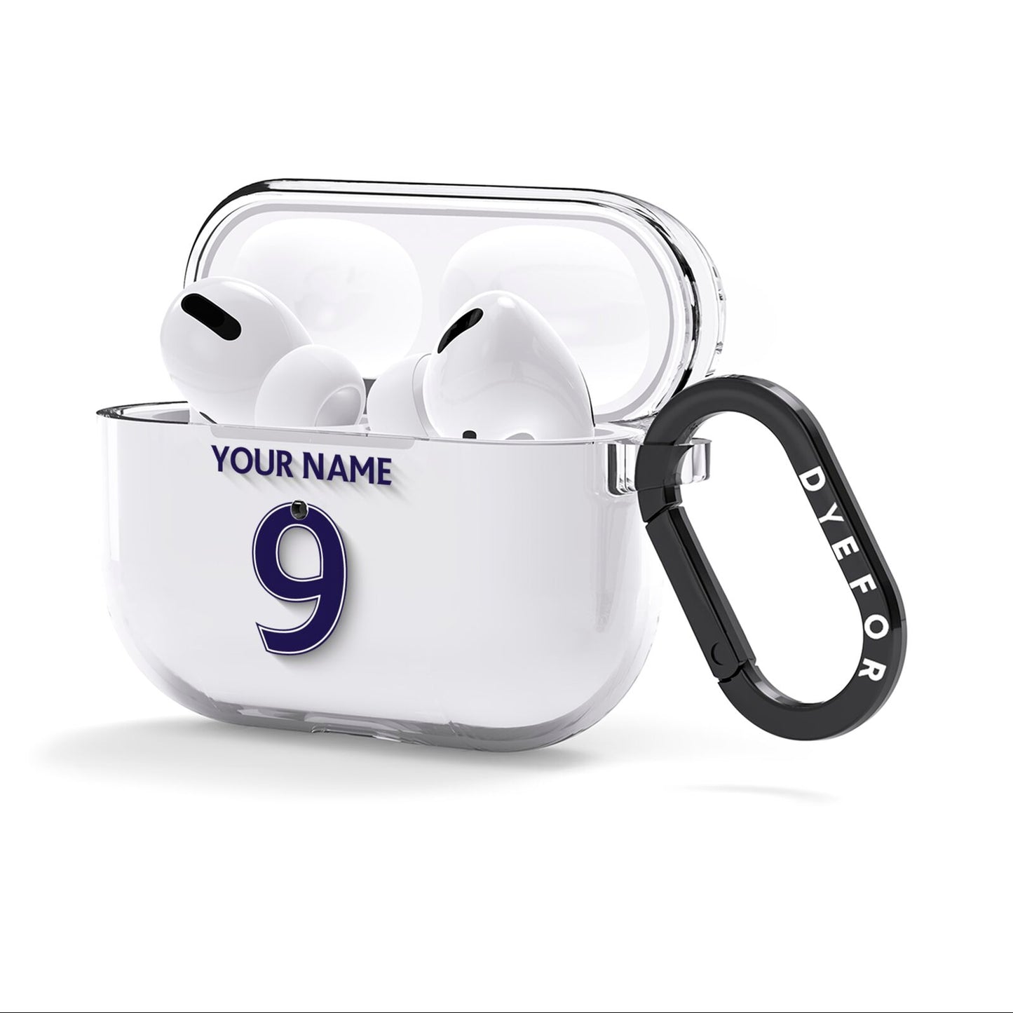 Personalised Football Name and Number AirPods Clear Case 3rd Gen Side Image