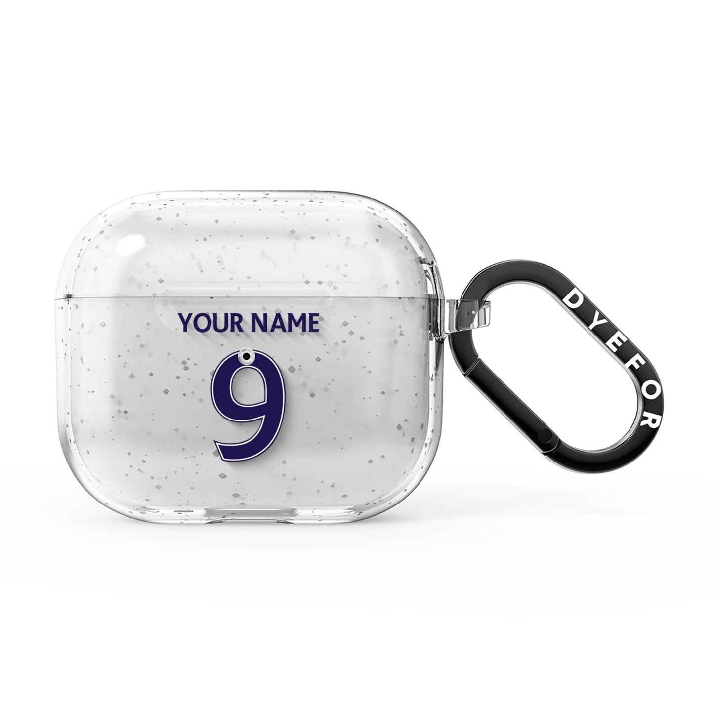 Personalised Football Name and Number AirPods Glitter Case 3rd Gen