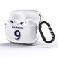 Personalised Football Name and Number AirPods Pro Clear Case Side Image