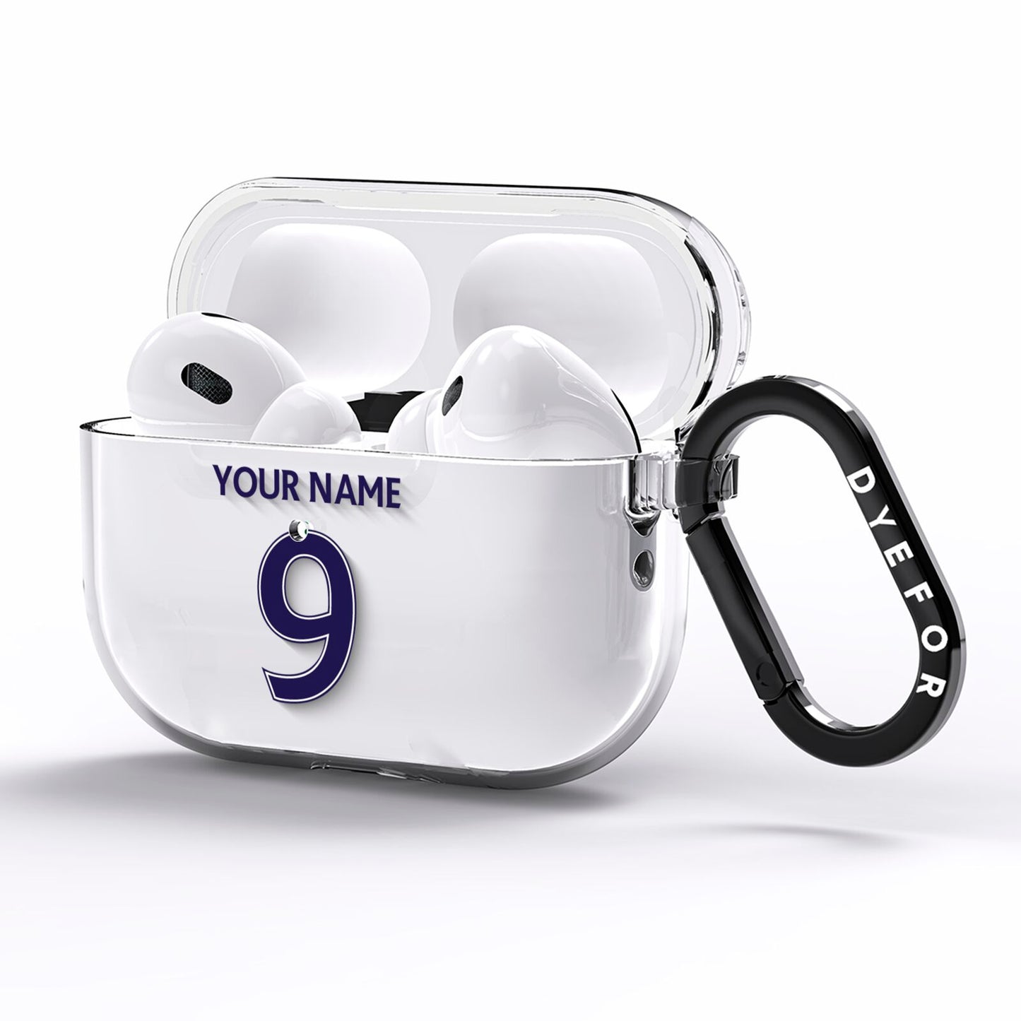 Personalised Football Name and Number AirPods Pro Clear Case Side Image
