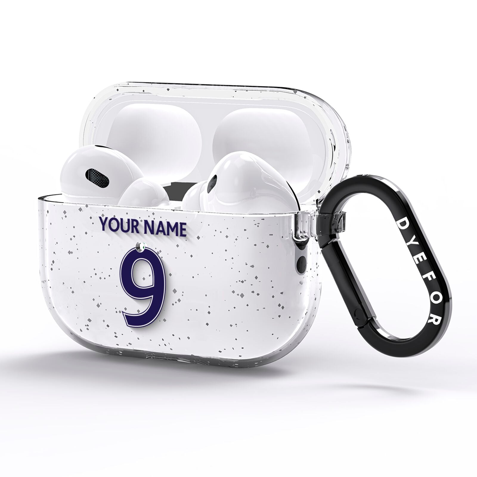 Personalised Football Name and Number AirPods Pro Glitter Case Side Image