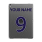 Personalised Football Name and Number Apple iPad Grey Case