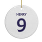 Personalised Football Name and Number Circle Decoration Back Image