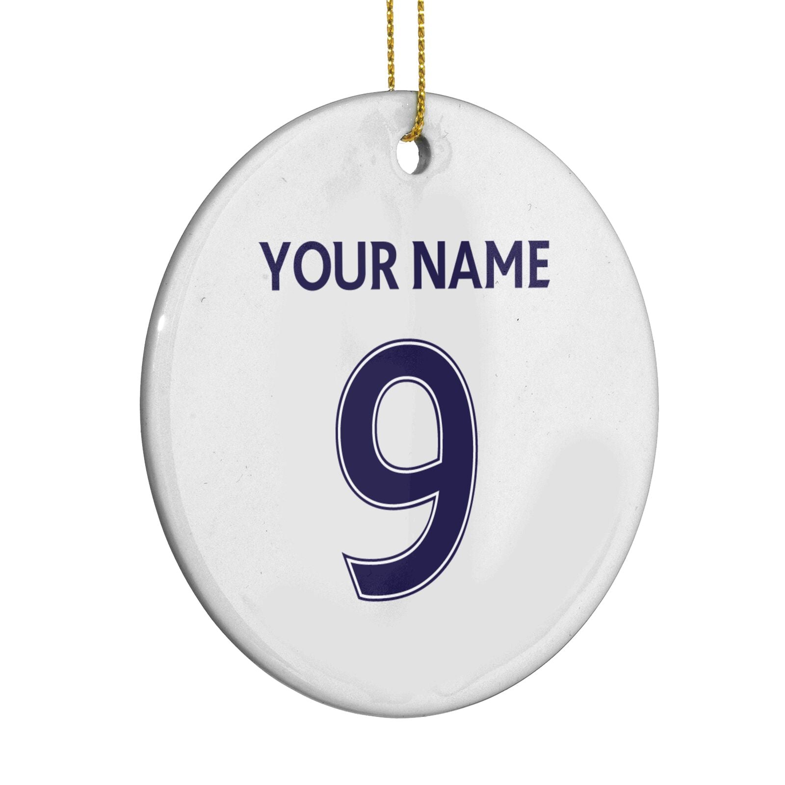 Personalised Football Name and Number Circle Decoration Side Angle
