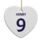 Personalised Football Name and Number Heart Decoration Back Image