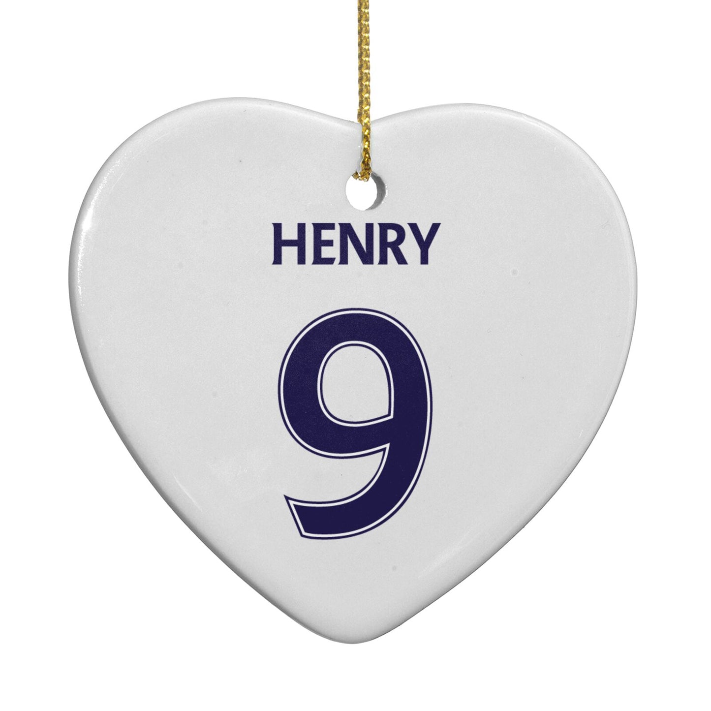 Personalised Football Name and Number Heart Decoration Back Image