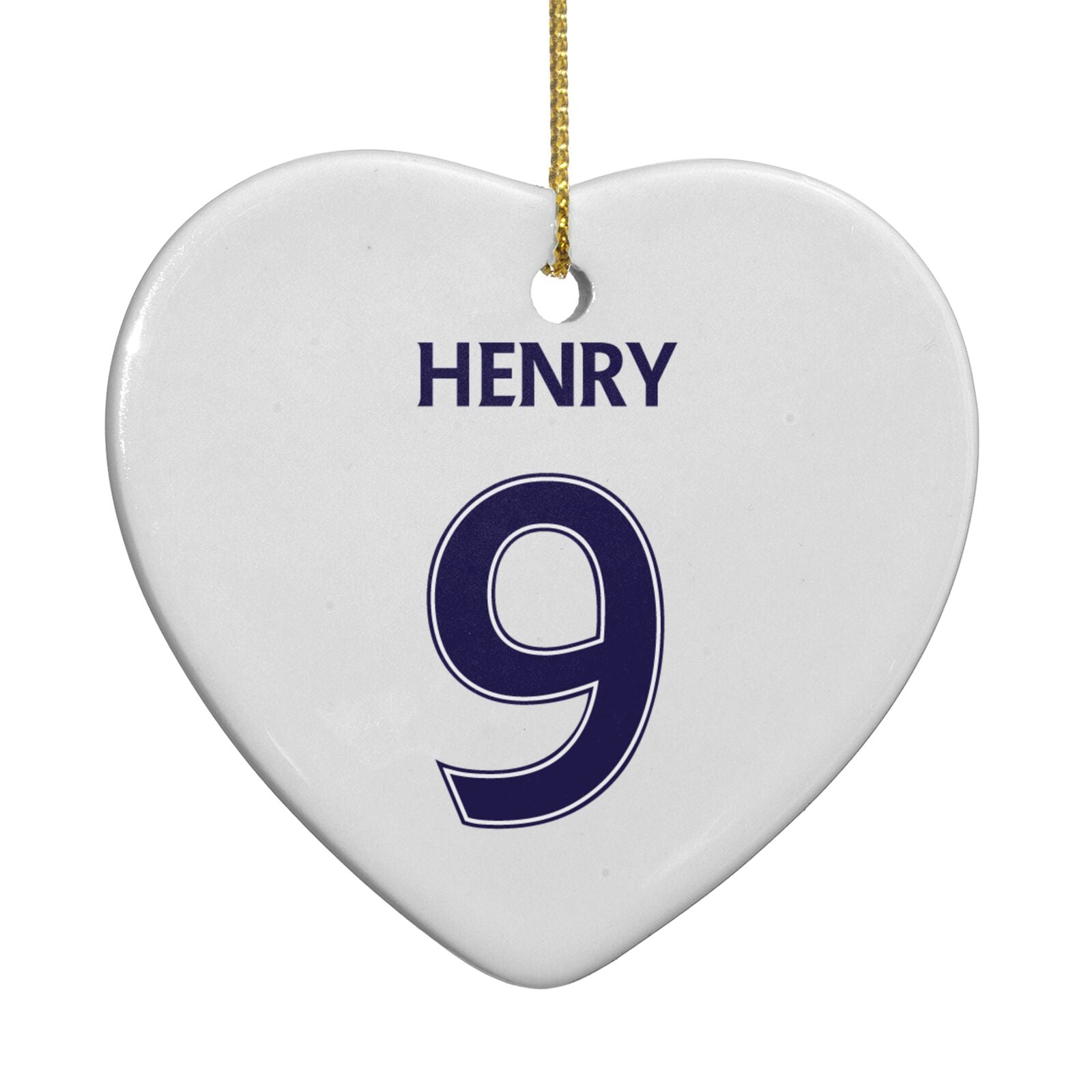 Personalised Football Name and Number Heart Decoration Back Image