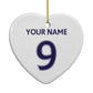 Personalised Football Name and Number Heart Decoration