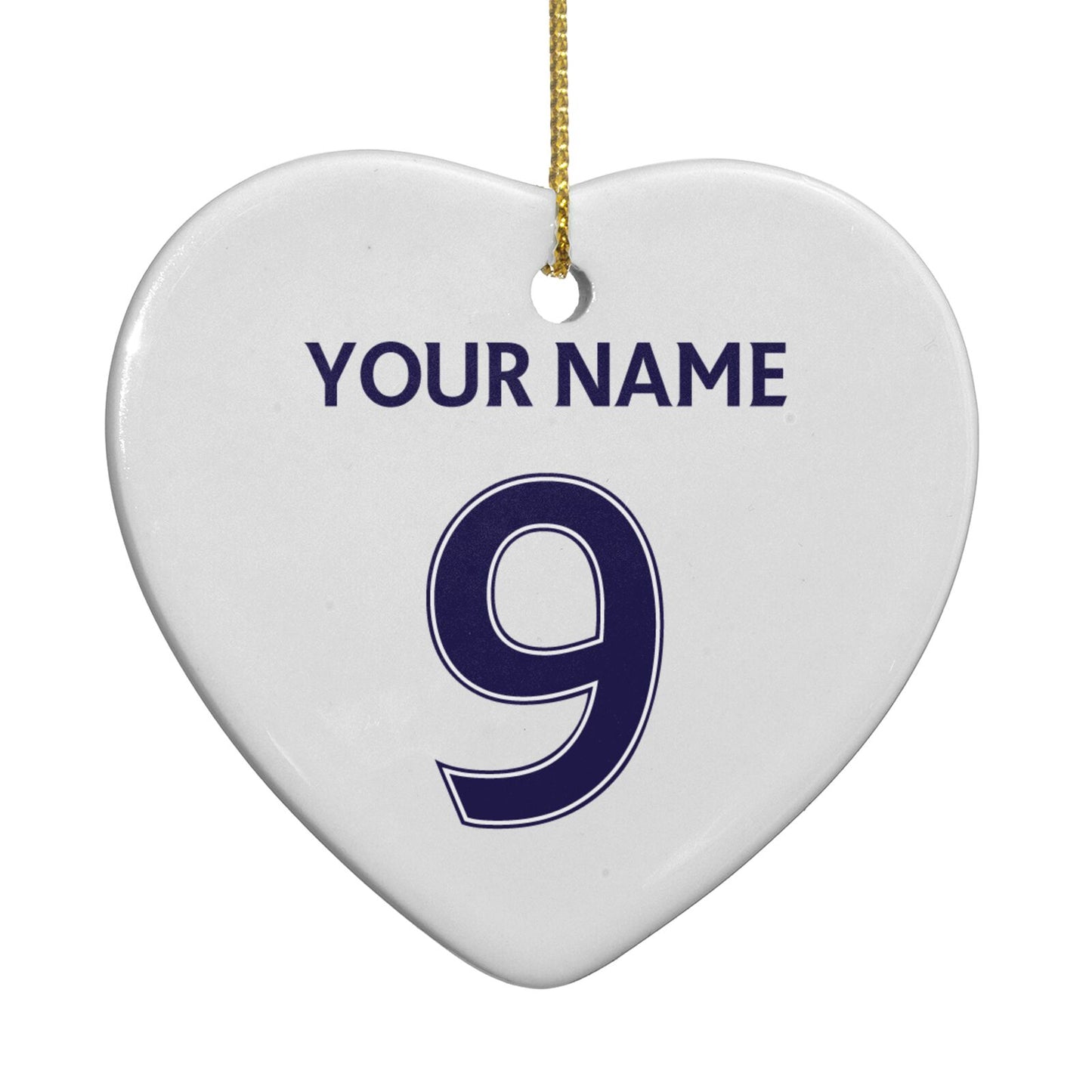 Personalised Football Name and Number Heart Decoration