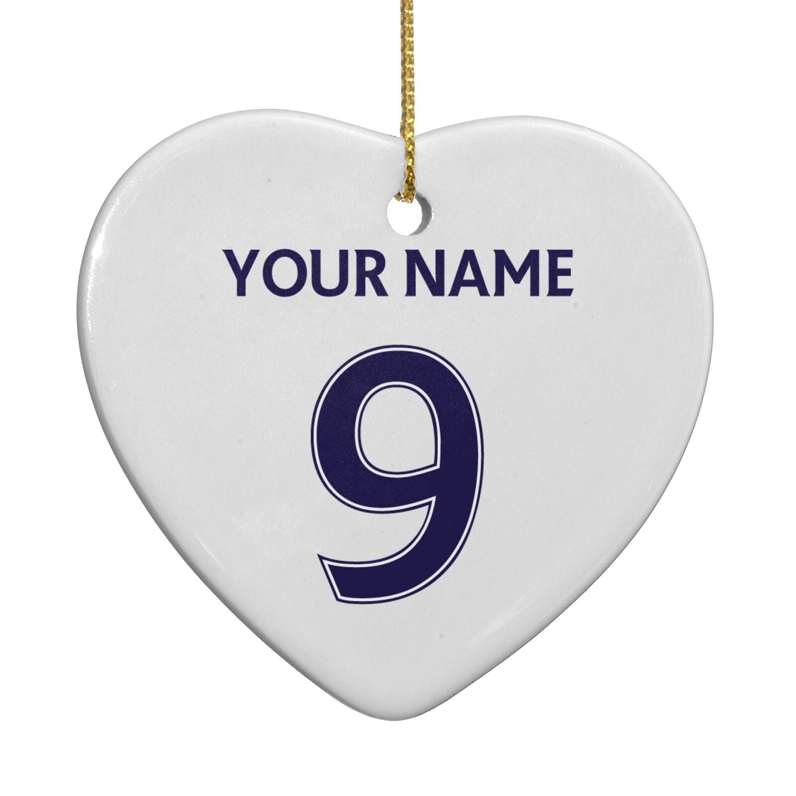 Personalised Football Name and Number Heart Decoration