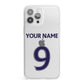 Personalised Football Name and Number iPhone 13 Pro Max Clear Bumper Case