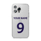 Personalised Football Name and Number iPhone 14 Pro Max Clear Tough Case Silver