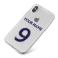Personalised Football Name and Number iPhone X Bumper Case on Silver iPhone