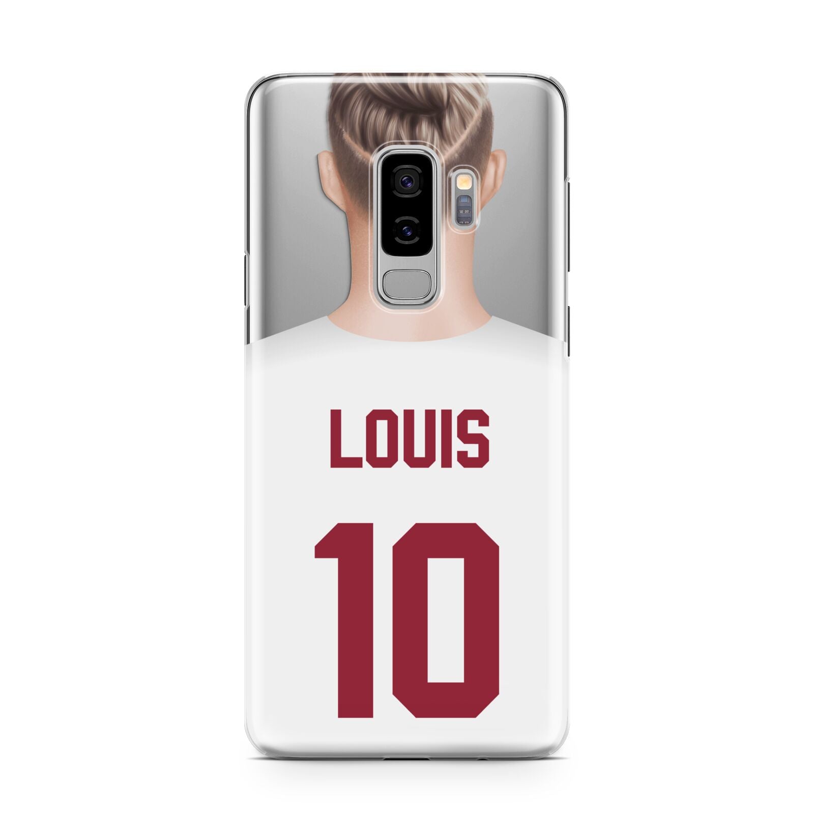 Personalised Football Shirt Samsung Galaxy S9 Plus Case on Silver phone
