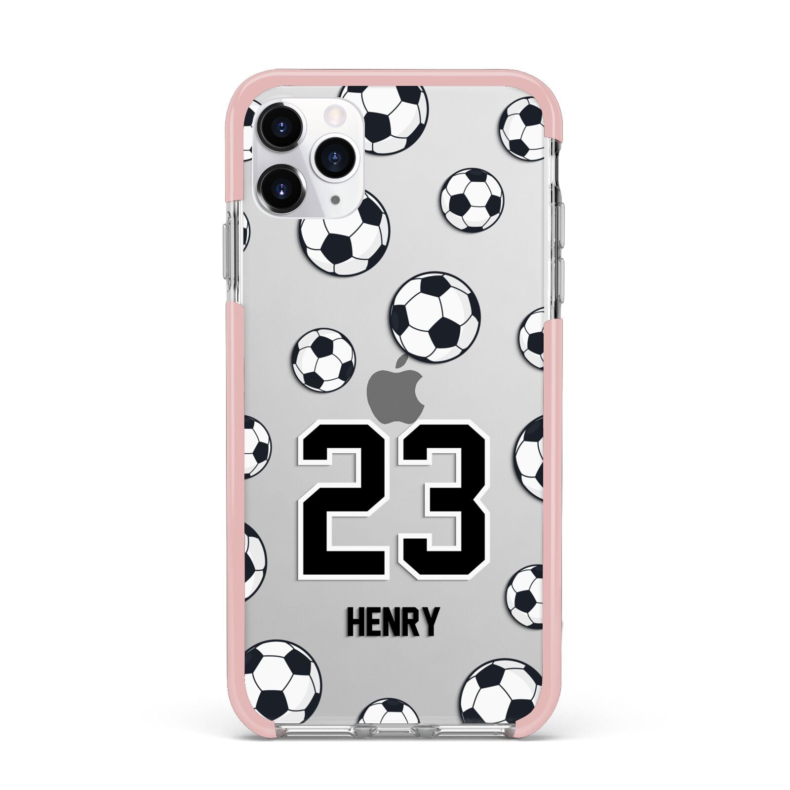 Personalised Football iPhone 11 Pro Max Impact Pink Edge Case