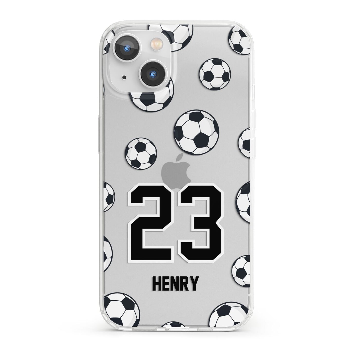 Personalised Football iPhone 13 Clear Bumper Case