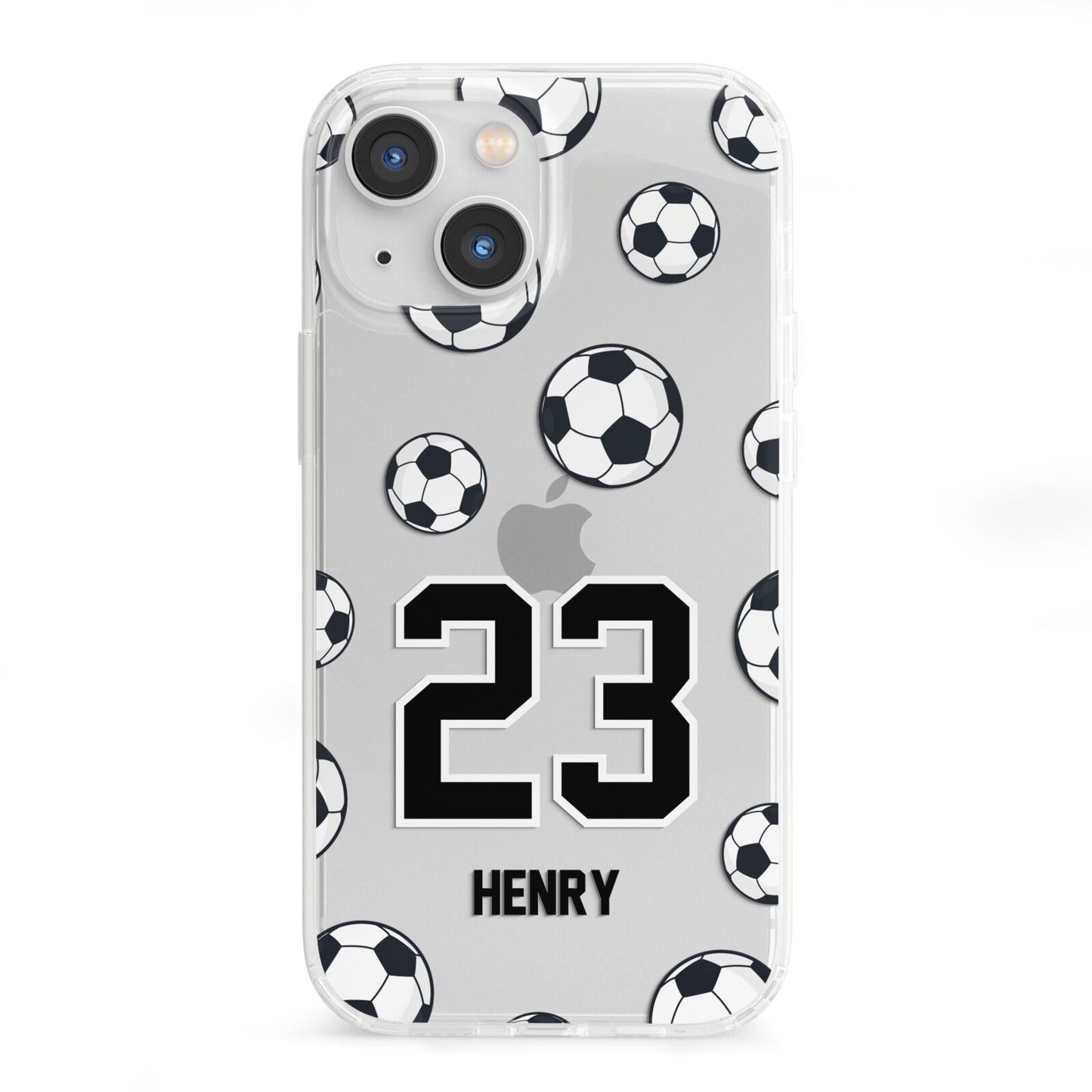 Personalised Football iPhone 13 Mini Clear Bumper Case