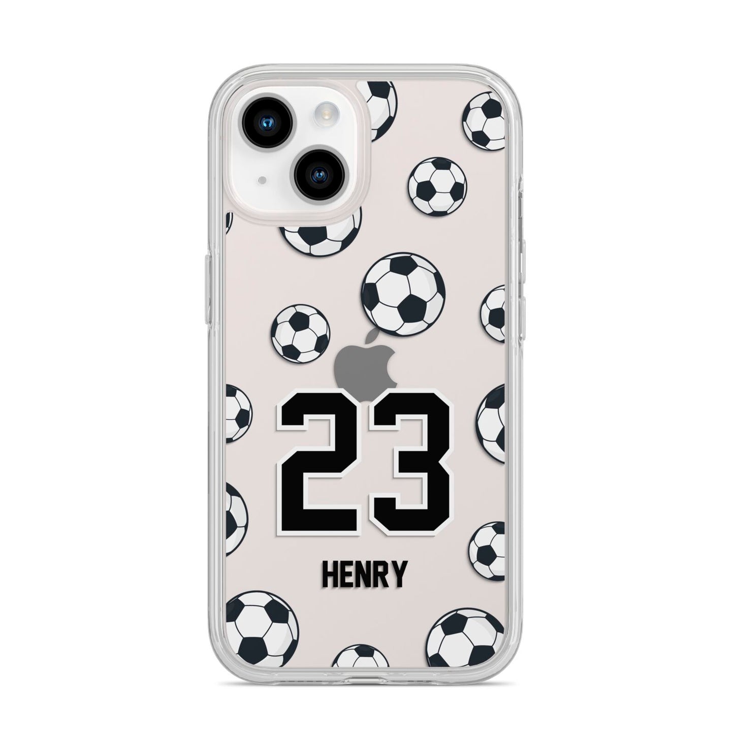 Personalised Football iPhone 14 Clear Tough Case Starlight