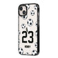 Personalised Football iPhone 14 Plus Black Impact Case Side Angle on Silver phone