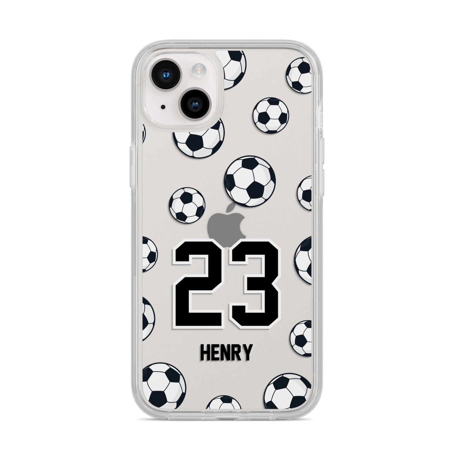 Personalised Football iPhone 14 Plus Clear Tough Case Starlight
