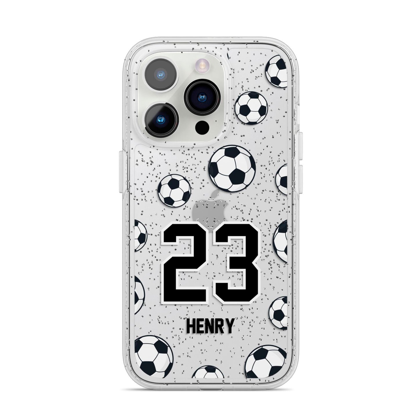 Personalised Football iPhone 14 Pro Glitter Tough Case Silver