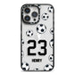 Personalised Football iPhone 14 Pro Max Black Impact Case on Silver phone