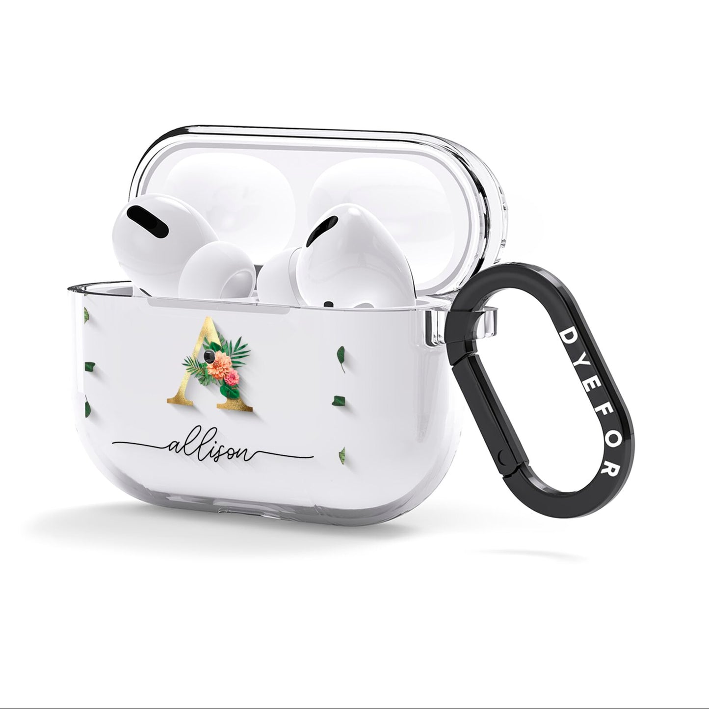Personalised Forest Monogram AirPods Clear Case 3rd Gen Side Image